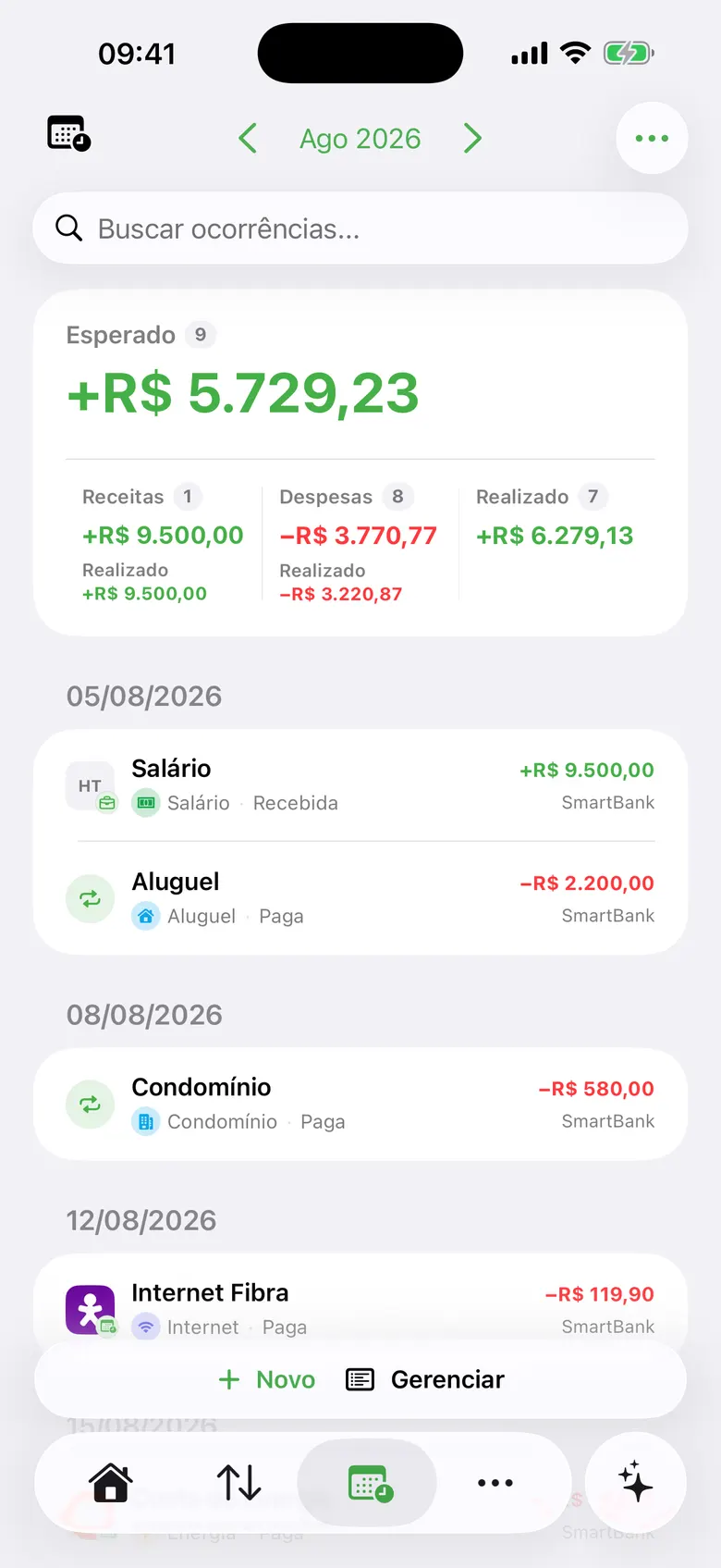 App do SmartBunny para iPhone com assinaturas e contas recorrentes