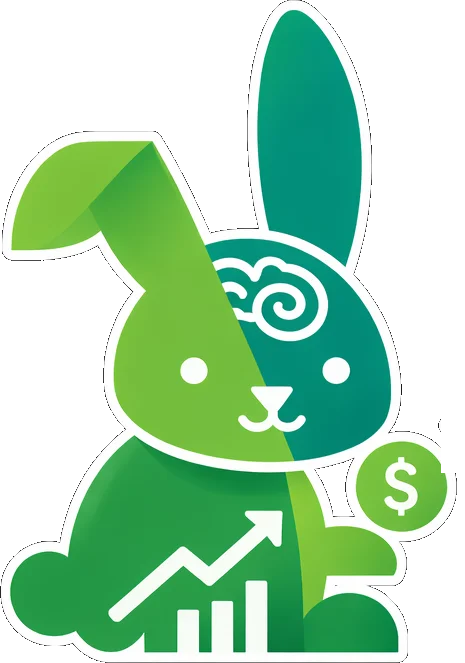 Mascote do SmartBunny: um coelho verde com um gráfico de crescimento